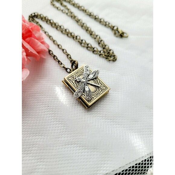 Wedding birthday gift daughter Dragonfly Book Locket Photo Memory Anniversary - Picture 5 of 5
